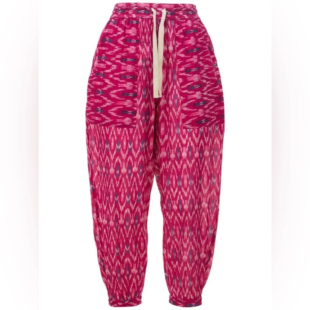 Isabel Marant Lagen Fuchsia Ikat Print Cotton Pant EU 36 US 4 Small